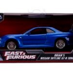 Jada Toys Fast & Furious Diecast Model 1/32 2002 Nissan Skyline GT-R (R34) Silver / Bluea