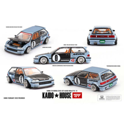 (ÖN SATIŞ) Mini GT 1/64 KaidoHouse Honda Civic (EF) Kaido Roulette V1 KHMG179
