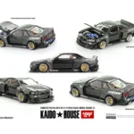 Kaido House x Mini GT 1:64 Nissan Skyline GT-R (R34) Kaido Works GReddy V2 – Black w/ Carbon KHMG222